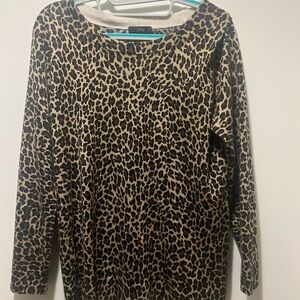 NWOT J. Crew Animal Print Crew Neck Sweater